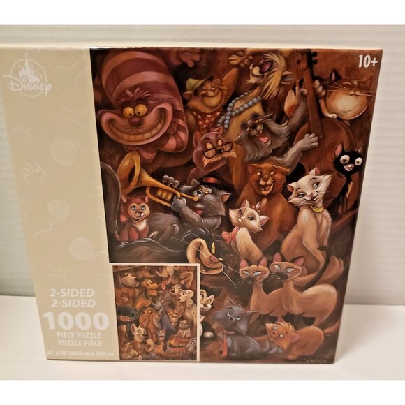 Disney Other - Disney Cats and Dogs Two-Sided Jigsaw Puzzle 1000 Pieces Aristocats Pluto Stitch